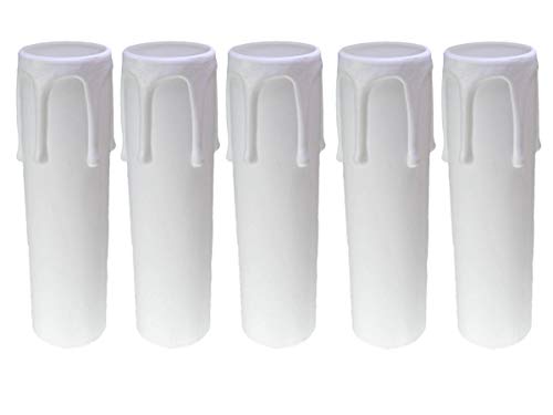5x E14 Fassunghülse ~ Kerzenhülse 105mm Kunststoff Weiß Ø 27/29mm von AMBROS - Kristall
