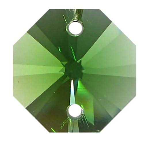 35x Regenbogenkristall Octagon 14mm 2 Loch Smaragd ~ Grün Gelb K9 ~ Feng Shui Kronleuchter Lüster von AMBROS - Kristall