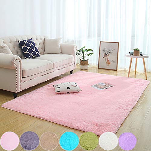 AMCER Carpet 90x130cm, Langflor Carpet, Robust Qualität Flauschiger, Für Wohnzimmer Badezimmer - Pink von AMCER