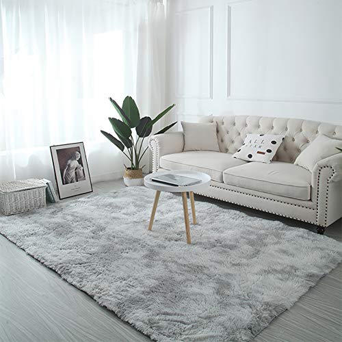 AMCER Hochflor Teppich 110x160cm, Flauschiger Teppich, Flauschig Weiche Waschbarer, Für Wohnzimmer flauschig Bettvorleger Schlafzimmer Outdoor - Grau von AMCER