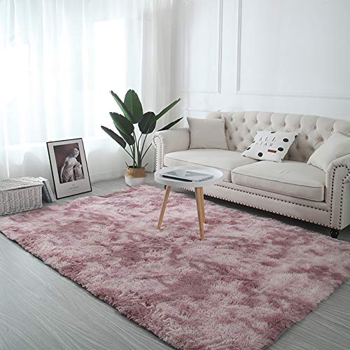 AMCER Runder Teppich 110x160cm, Langflor Hochflor, Gemütlich Antistatisch, Für Wohnzimmer Küche Flur Schlafzimmer oder Kinderzimmer - Pink von AMCER