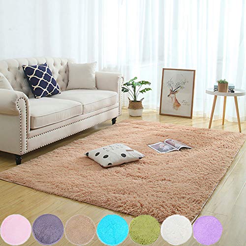 AMCER Teppich Wohnzimmer 130x210cm, Teppich Langflor, Pflegeleicht Flauschiger, Für Wohnzimmer Badezimmer - Khaki von AMCER