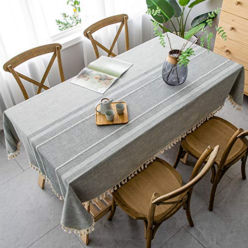 AMCER Tisch Decke 80x140cm, Tablecloth, Abwaschbar, Pflegeleicht, für Küche, Feste oder Haushalt - Hellgrau von AMCER
