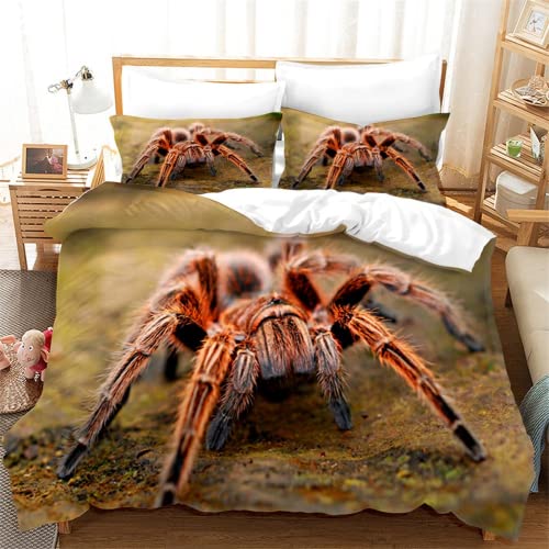 AMCYT Dreiteiliges Spinnen Bettwäsche Set Bettbezug mit Reißverschluss Tiermode Schlafzimmer Kollektion (Spinne1,135x200cm/50X75cm) von AMCYT