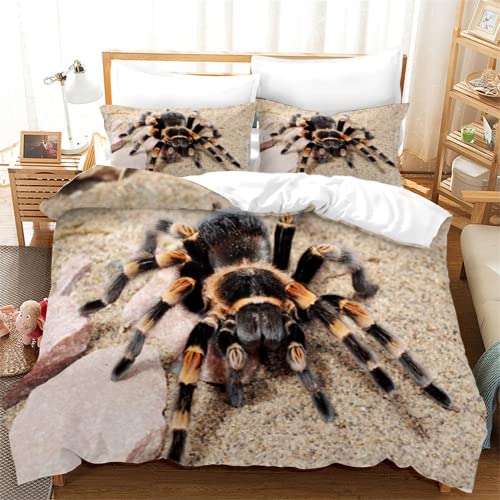 AMCYT Dreiteiliges Spinnen Bettwäsche Set Bettbezug mit Reißverschluss Tiermode Schlafzimmer Kollektion (Spinne2,140X200cm/50X75cm) von AMCYT