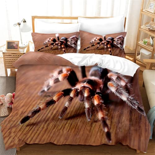 AMCYT Dreiteiliges Spinnen Bettwäsche Set Bettbezug mit Reißverschluss Tiermode Schlafzimmer Kollektion (Spinne3,140X200cm/50X75cm) von AMCYT