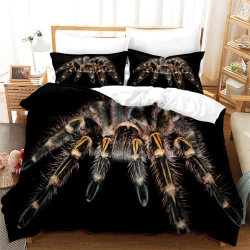 AMCYT Dreiteiliges Spinnen Bettwäsche Set Bettbezug mit Reißverschluss Tiermode Schlafzimmer Kollektion (Spinne5,140X200cm/80/80cm) von AMCYT