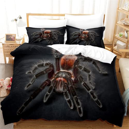 AMCYT Dreiteiliges Spinnen Bettwäsche Set Bettbezug mit Reißverschluss Tiermode Schlafzimmer Kollektion (Spinne6,155x220cm/50X75cm) von AMCYT