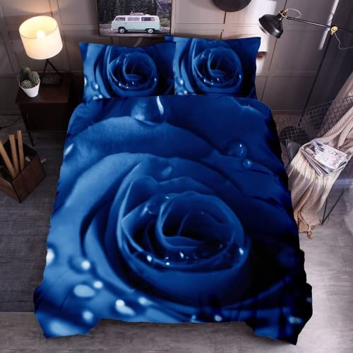 AMCYT Rose Bed Duvet Cover Microfiber Flower 3D Rose Bed Linen 3 Part Duvet Covers Duvet Cover (Rose3,135x200cm/80x80cm) von AMCYT