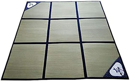 Quadratischer japanischer traditioneller geflochtener Teppich aus Naturfasergras, rutschfest, faltbar, für den Sommer, kühle Matte für Wohnzimmer, B, 180 x 180 cm von AMCaoYiLi