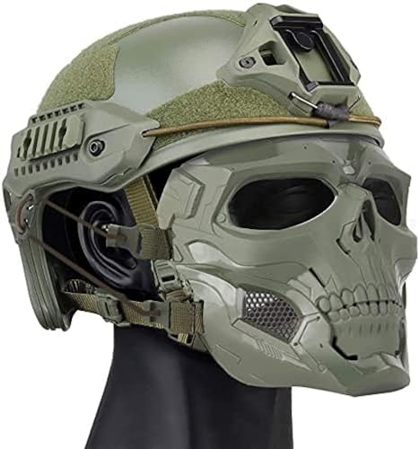 Taktischer, schneller ABS-Helm mit Seitenschienen und NVG-Halterung, Verstellbarer Schädel-Vollgesichtsmaske, Outdoor-Airsoft-Paintball-Schutzhelm, from, 20 x 19 cm von AMCaoYiLi