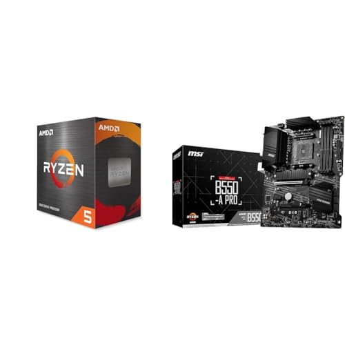 AMD Ryzen 5 5600X Box, Large & MSI B550-A PRO (AMD AM4, DDR4, M.2, USB 3.2 Gen 2, HDMI, ATX Motherboard) von AMD
