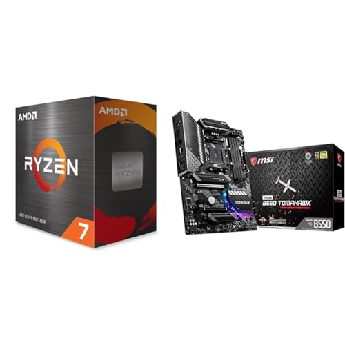 AMD Ryzen 5 5700X Prozessor (Basistakt: 3.4GHz, Max. Leistungstakt: bis zu 4.6GHz) 100-100000926WOF, Schwarz & MSI MAG B550 Tomahawk AMD AM4 DDR4 M.2 USB 3.2 Gen Gaming Motherboard von AMD