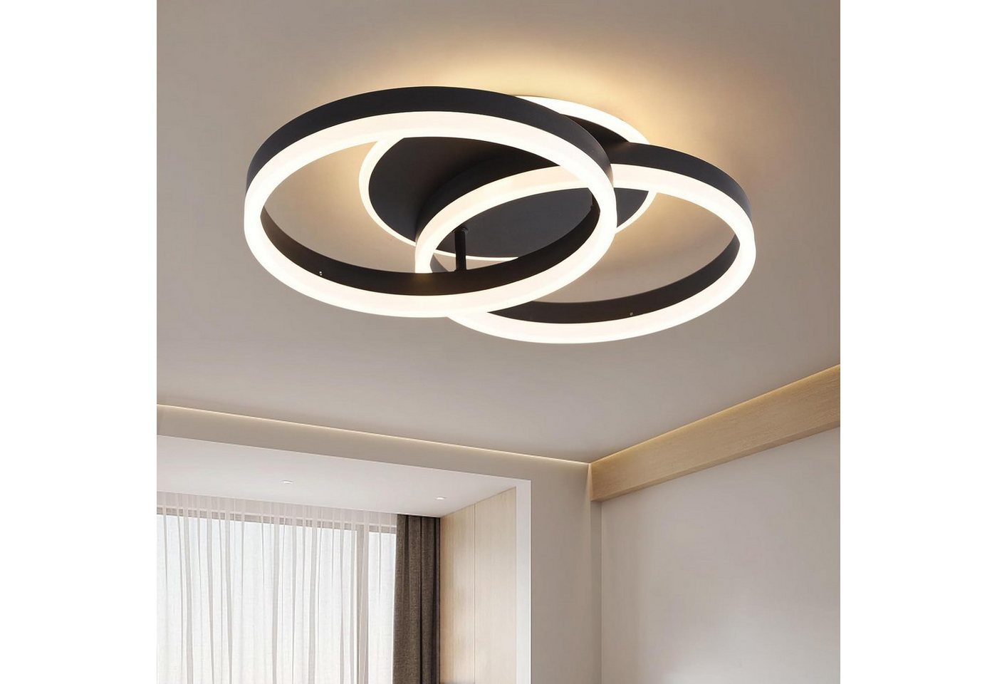 AMDELNE LED Deckenleuchte Dimmbar Wohnzimmer Deckenlampe mit Fernbedienung, mit Speicherfunktion & Fernbedienung, aus Aluminium & Acryl von AMDELNE