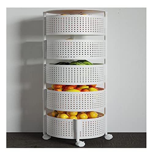 AMDHZ Küchenregal Runden Gemüseregal Bewegliches Küchenregal für Küche, Wohnzimmer, Badezimmer, Aufbewahrung (3-5 Schichten) (Color : White, Größe : Five Layers) von AMDHZ