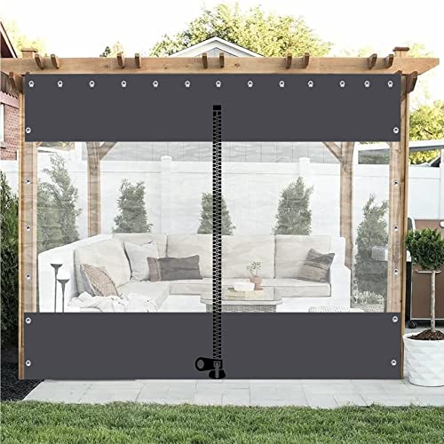 AMDHZ Pergola wasserdichte Seitenwände Durchsichtig Wetterfeste Vorhänge für Draußen Kunststoffplanen für Terrassen Mit Ösen, Anpassbar (Color : Clear Gray B, Size : 2.10x2.50m) von AMDHZ