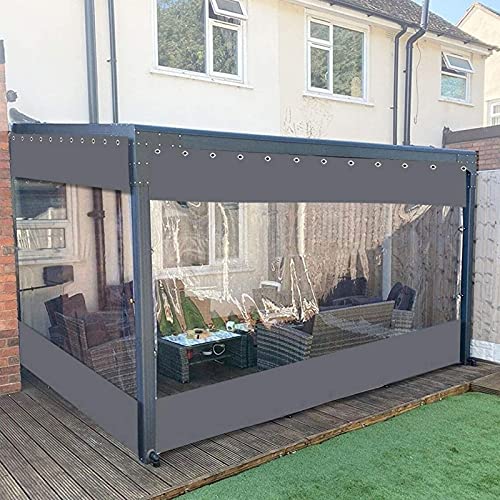 AMDHZ Transparente Vorhänge, Pergola-Plane 0,5mm PVC Wasserdicht mit Ösen Zum Schließen Von Außenpergola, Terrasse (Color : Clear Gray, Size : 2x2m) von AMDHZ