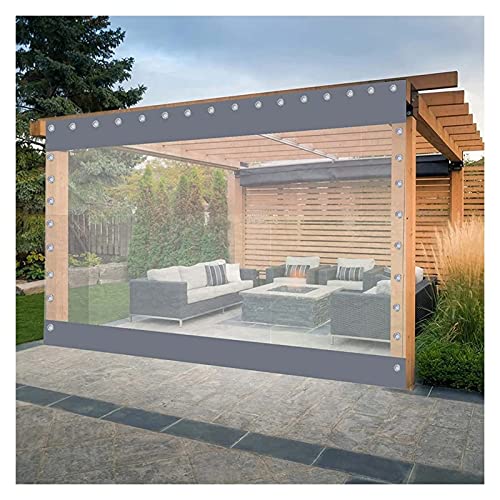 AMDHZ Wasserdichter Vorhang for Den Außenbereich Transparent PVC Reißfestigkeit 0, 50mm mit Ösen Beschattung Oben und Unten for Terrasse, Pavillon, Garten (Color : Clear Gray, Size : 2.1x2.2m) von AMDHZ