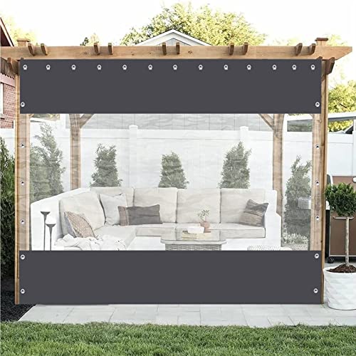 Pergola wasserdichte Seitenwände Durchsichtig Wetterfeste Vorhänge für Draußen Kunststoffplanen für Terrassen Mit Ösen, Anpassbar ( Color : Clear Gray A , Size : 2x3m ) von AMDHZ