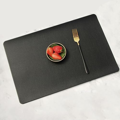 AMDXD 2er Set Platzmatten Platzsets 45x30CM Leder Quadrat Tischset PVC Platz-Matten Anti-Rutsch für Hause Küche Restaurant und Hotel, Schwarz von AMDXD