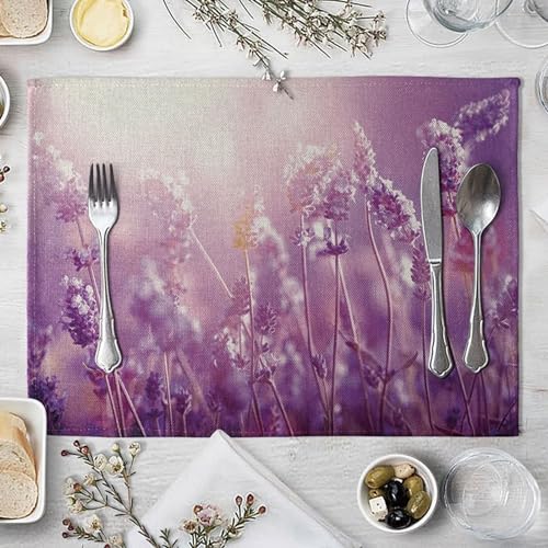 AMDXD 40x30cm Tischsets Platzset 4er Set, Lavendel Platzmatten Baumwolle-Leinen Abwaschbare Platz-Matten für Küche Hause Restaurant, Lila von AMDXD