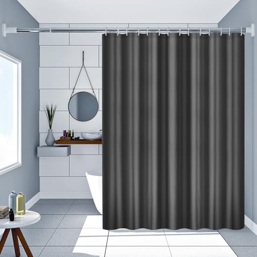 AMDXD Duschvorhang Waffel, Textil Anti-schimmel Wasserdicht Waschbar Badvorhang aus Polyester Stoff Schwarze Waffel 100x200cm mit Duschvorhangringen AMDXD Duschvorhang Waffel, Textil Anti-schimmel Wasserdicht Waschbar Badvorhang aus Polyester Stoff Schwarze Waffel 100x200cm mit Duschvorhangringen von AMDXD