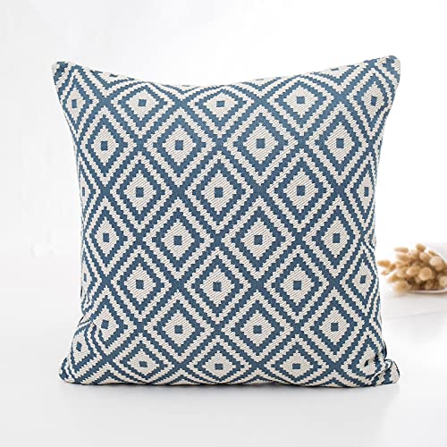 AMDXD Kissenbezüge 30x50cm, Blau Weiß Sitzkissen Gartenstuhl in Polyester mit Rhombus Muster für Wohnzimmer Betten, Bequem Haus Dekoration von AMDXD