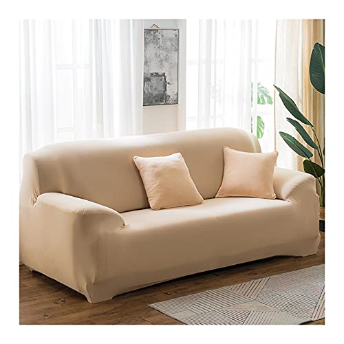 AMDXD Sofa Überwürfe 1 Sitzer, Einfarbig Elastische Stretch Sitzer Sofa Hussen für Wohnzimmer, in Polyester, Anti-Rutsch, Elastischer Beige von AMDXD