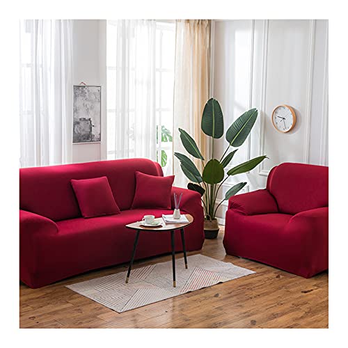 AMDXD Sofa Überwürfe 2 Sitzer, Einfarbig Couchbezug Möbelschutz mit Elastischem für Wohnzimmer, in Polyester, Anti-Rutsch, Elastischer, Weinrot von AMDXD