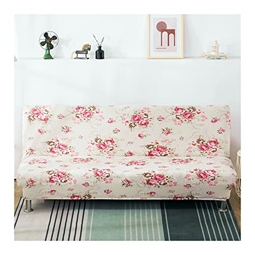 AMDXD Sofabezug, Rose Blume Elastische Stretch Sitzer Sofaüberzug Möbelschutz mit Elastischem für Wohnzimmer, in Polyester, Anti-Rutsch, Elastischer, Beige Rosa, Groß 195-225CM, Stil 10 von AMDXD