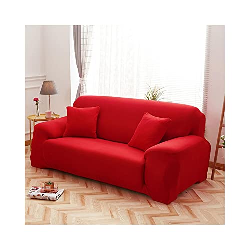 AMDXD Sofaüberwürfe 3 Sitzer, Einfarbig Elastische Stretch Sitzer Couchbezug für Wohnzimmer, in Polyester, Anti-Rutsch, Elastischer, Rot von AMDXD