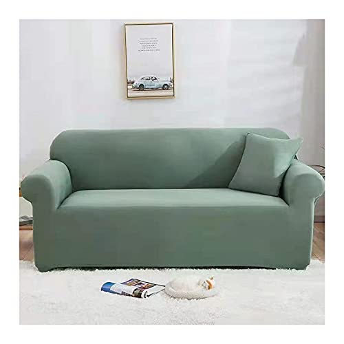 AMDXD Sofaüberwürfe 4 Sitzer, Einfarbig Sofahusse Möbelschutz mit Elastischem für Wohnzimmer, in Polyester, Anti-Rutsch, Elastischer Hell Grün von AMDXD