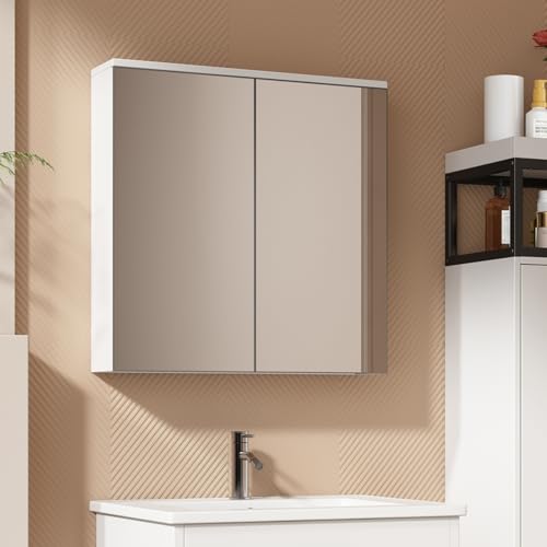 AMDXD Spiegelschrank, Badezimmerschrank Breite 60 cm mit Ablageflächen, Badschrank Badmöbel Bad von AMDXD