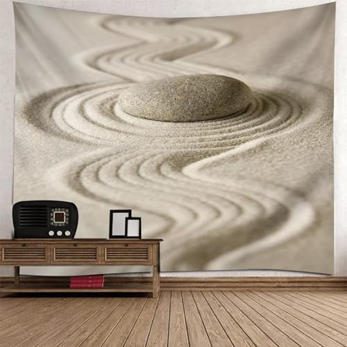 AMDXD Tapisserie, Natur Landschaft Wandteppich Sand Stein Design Muster Wandteppiche Beige Polyester, Wandbehänge für Zimmer Wohnheim Schlafazimmer, 240x220cm von AMDXD