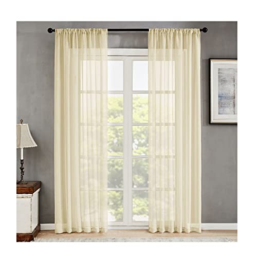 AMDXD Vorhänge für Fenster Hell Gelb, Halbtransparent Vorhang Schlafzimmer Modern Einfarbig ohne Bohren Eleganter Polyester Vorhang Gardinen Kinderzimmer Wohnzimmer, H274 x B137 cm, 2er Set von AMDXD