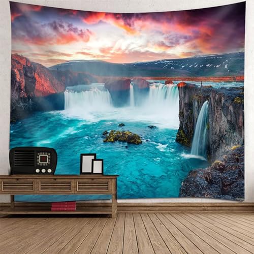 AMDXD Wandbehang Braun Blau, Natur Landschaft Wandteppich Berg Wasserfall Design Muster Tapisserie aus Polyester, Tapestry für Schlafzimmer Wohnzimmer Kinderzimmer, 210x140cm AMDXD Wandbehang Braun Blau, Natur Landschaft Wandteppich Berg Wasserfall Design Muster Tapisserie aus Polyester, Tapestry für Schlafzimmer Wohnzimmer Kinderzimmer, 210x140cm von AMDXD