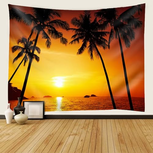 AMDXD Wandtuch 350x256cm, Landschaft Natur Wandteppich Sonnenuntergang Palm Baum Meer Landschaft Tapisserie Wandbehang Polyester Wanddekoration für Tischdecke Schlafzimmer Decor, Orange Gelb AMDXD Wandtuch 350x256cm, Landschaft Natur Wandteppich Sonnenuntergang Palm Baum Meer Landschaft Tapisserie Wandbehang Polyester Wanddekoration für Tischdecke Schlafzimmer Decor, Orange Gelb von AMDXD