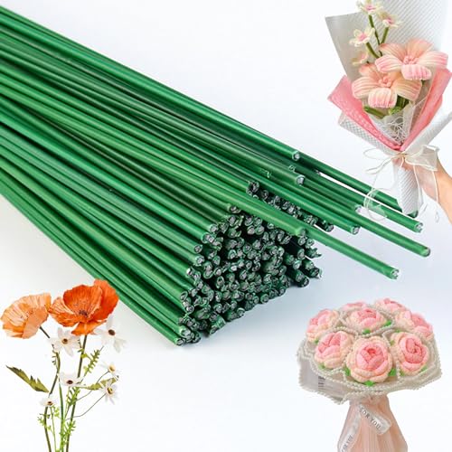 AMDZGLB Blumendraht Grün 100 Stück Blumendraht 30CM Floristendraht Länge 2mm Durchmesser Blumenstäle für Handwerk Kranz, Blumenstrauß von AMDZGLB