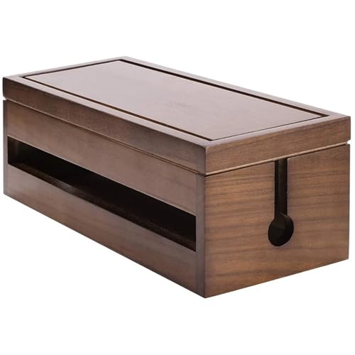 AMEEDA Kabelmanagementbox Cable Management Box Wooden Cord Organizer Box for Extension Cord Power Protector Wire (Coffee Color) von AMEEDA