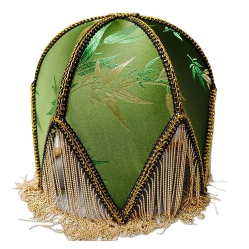 Stoff Lampenschirm Grüner Quasten-Tischlampenschirm, Retro-Stoff-Nachttischlampenschirm, klassische Nachttischlampe mit Perlenfransen von AMEEDA