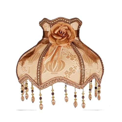 Stoff Lampenschirm Spitze Lampenschirm Retro Kristall Perle Quaste Luxus Lampe Schatten Tisch Stehlampe Hotel Home Decor Lampen(Color 03) von AMEEDA