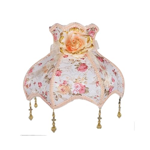 Stoff Lampenschirm Spitze Lampenschirm Retro Kristall Perle Quaste Luxus Lampe Schatten Tisch Stehlampe Hotel Home Decor Lampen(Color 05) von AMEEDA