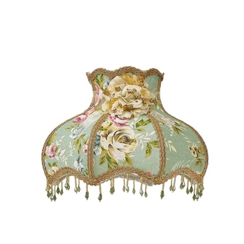 Stoff Lampenschirm Spitze Lampenschirm Retro Kristall Perle Quaste Luxus Lampe Schatten Tisch Stehlampe Hotel Home Decor Lampen(Color 10) von AMEEDA