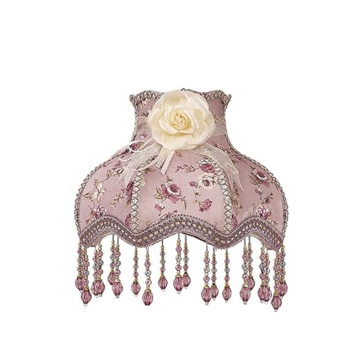 Stoff Lampenschirm Spitze Lampenschirm Retro Kristall Perle Quaste Luxus Lampe Schatten Tisch Stehlampe Hotel Home Decor Lampen(Color 11) von AMEEDA