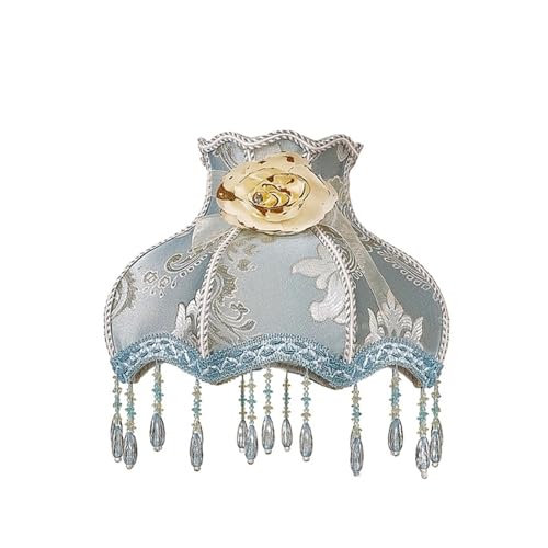 Stoff Lampenschirm Spitze Lampenschirm Retro Kristall Perle Quaste Luxus Lampe Schatten Tisch Stehlampe Hotel Home Decor Lampen(Color 12) von AMEEDA