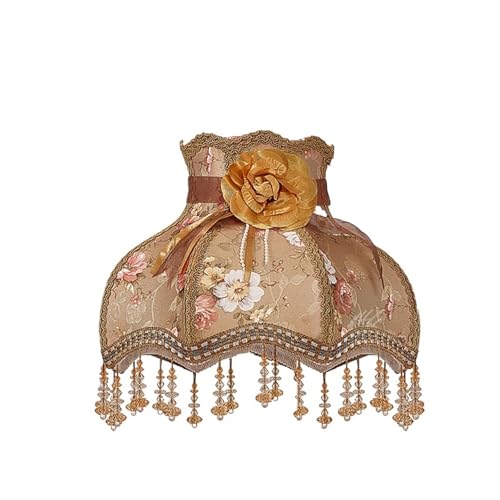 Stoff Lampenschirm Spitze Lampenschirm Retro Kristall Perle Quaste Luxus Lampe Schatten Tisch Stehlampe Hotel Home Decor Lampen(Color 13) von AMEEDA