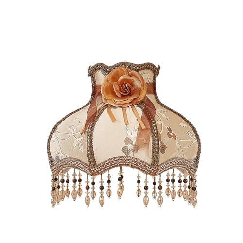 Stoff Lampenschirm Spitze Lampenschirm Retro Kristall Perle Quaste Luxus Lampe Schatten Tisch Stehlampe Hotel Home Decor Lampen(Color 17) von AMEEDA