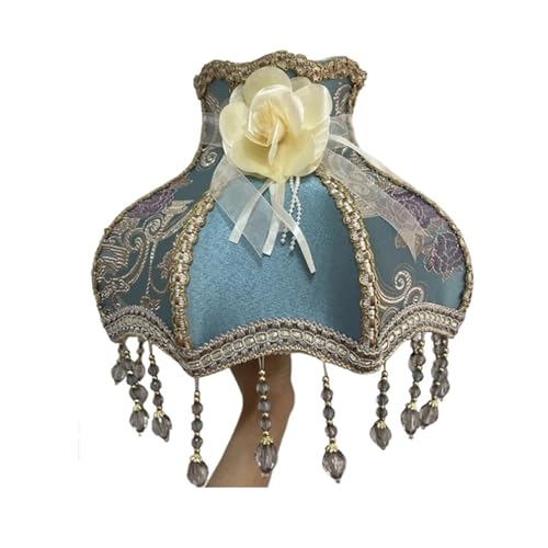 Stoff Lampenschirm Spitze Lampenschirm Retro Kristall Perle Quaste Luxus Lampe Schatten Tisch Stehlampe Hotel Home Decor Lampen(Color 18) von AMEEDA