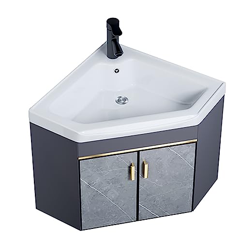 AMEERR Klein Wandwaschbecken Eckwaschbecken Waschbecken Aufsatzwaschbecken KleinKeramikwaschbecken Hängewaschbecken Mit Armaturloch Keramik Waschbecken Für Gäste WC (Size : Double 56cm) von AMEERR