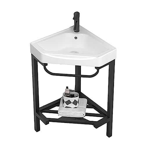 AMEERR Kleiner Eck-badezimmerschrank Unterschrank Waschbecken Mit Heißem Und Kaltem Wasserhahn-Abfluss Eckwaschbecken Waschbecken Eckwaschbecken Handwaschbecken In Weiß (Size : 4747) von AMEERR